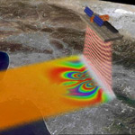 Still image from Zareh Gorjian animation depicting an artist's concept for a dedicated Interferometric Synthetic Aperture Radar (InSAR) mission.
