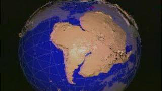 link to multimedia item number 73 entitled 'Continental Drift'. Description is 'A depiction of the movement and rotation (but not deformation) of Africa and South America due to continental drift'
