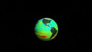 An animation of sea surface temperature and height anomalies on a rotating globe from January 1997 to November 1998.  This animation zooms to the Pacific, then rotates to the Indian Ocean and ends on the Atlantic Ocean.