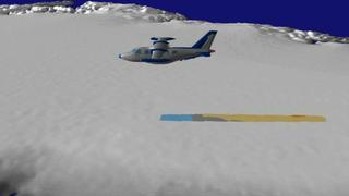 link to multimedia item number 580 entitled 'Greenland: Airplane Animation Revealing Ice Change'. Description is 'Airplane collecting ice thickness data over Greenland'