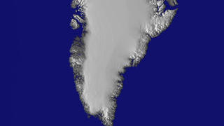 link to multimedia item number 587 entitled 'Greenland: East Coast Zoom-out Without Ice Data'. Description is 'Greenland without ice change data'