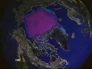Arctic sea ice concentrations in September of each year from 1979 through 1998