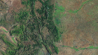 link to multimedia item number 2095 entitled 'Landsat 7 View of Colorado'. Description is 'Flying over the Grand State of Colorado, using the Landsat 7 satellite.'