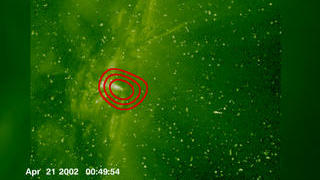 Upflow viewed in TRACE appears at the center of the RHESSI emission.