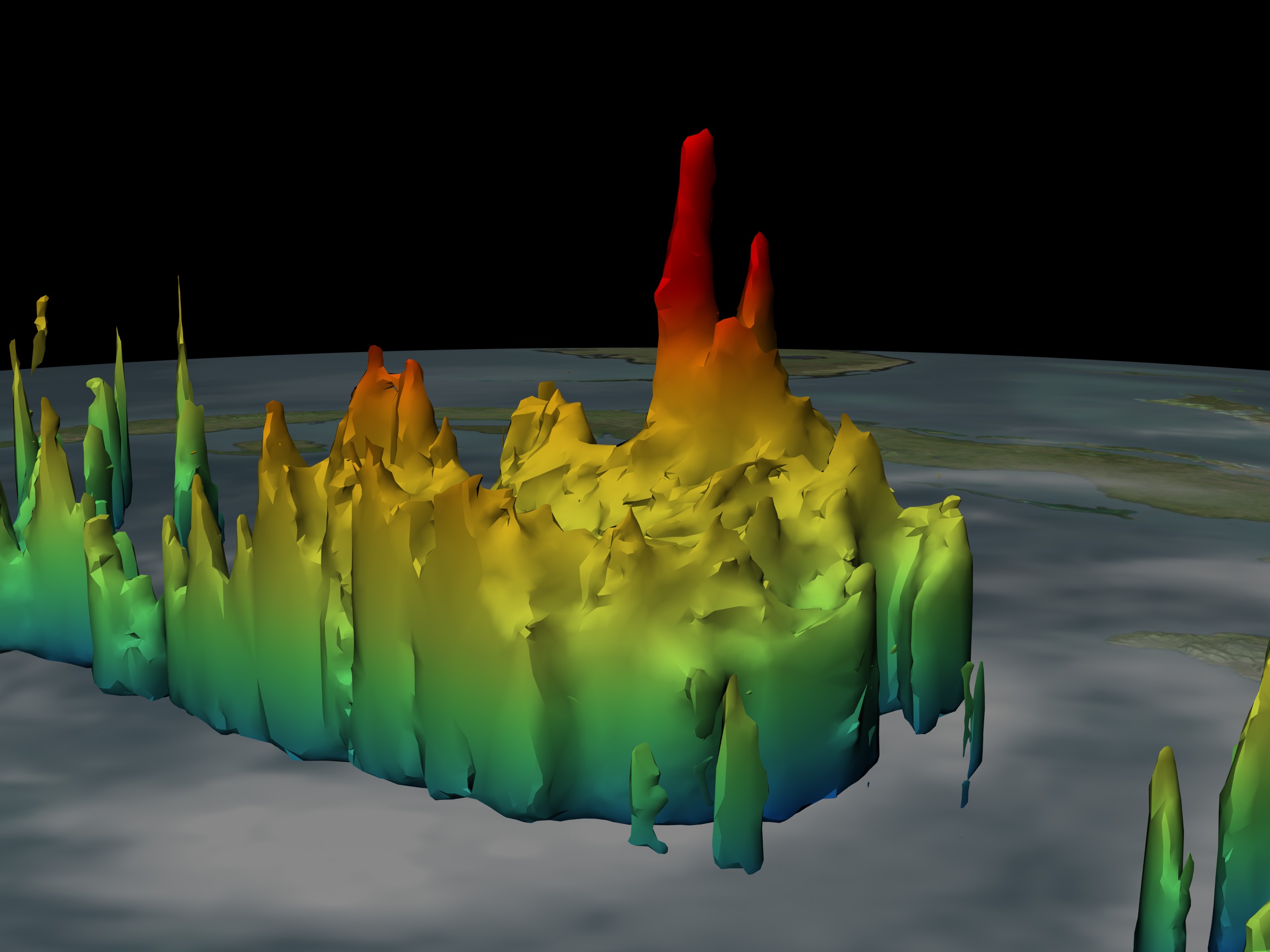 TRMM captured 2 very deep Hot Towers in the eyewall of Tropical Storm Wilma.  These towers measured 15-16 km high.