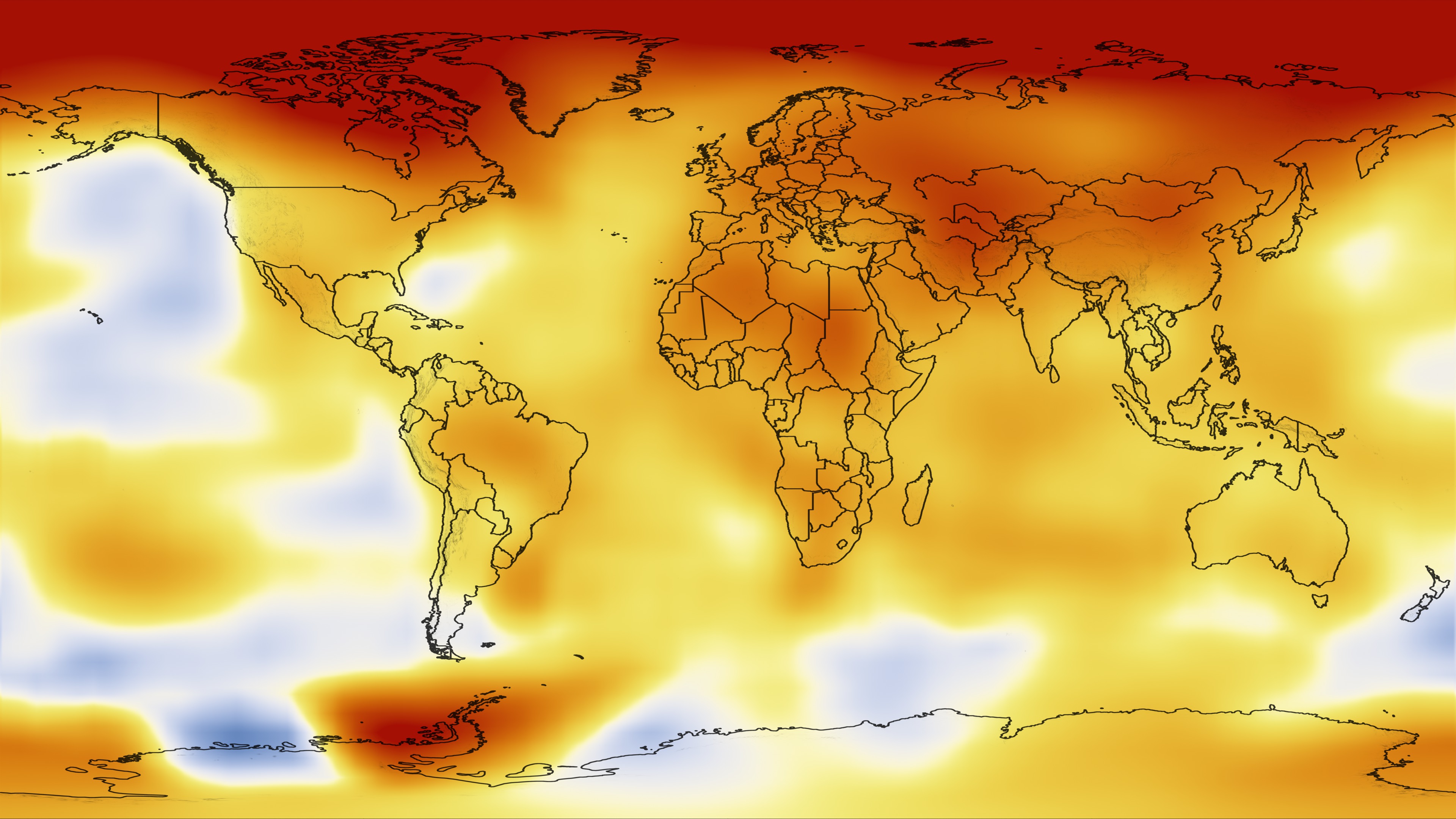 This color-coded map displays a progression of changing global surface temperatures anomalies from 1880 through 2010. The final frame represents global temperature anomalies averaged from 2006 to 2010.