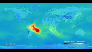 The streak of red, orange, and yellow across South America, Africa, and the Atlantic Ocean in this image points to high levels of carbon monoxide on September 30, 2005.This product is available through our Web Map Service.