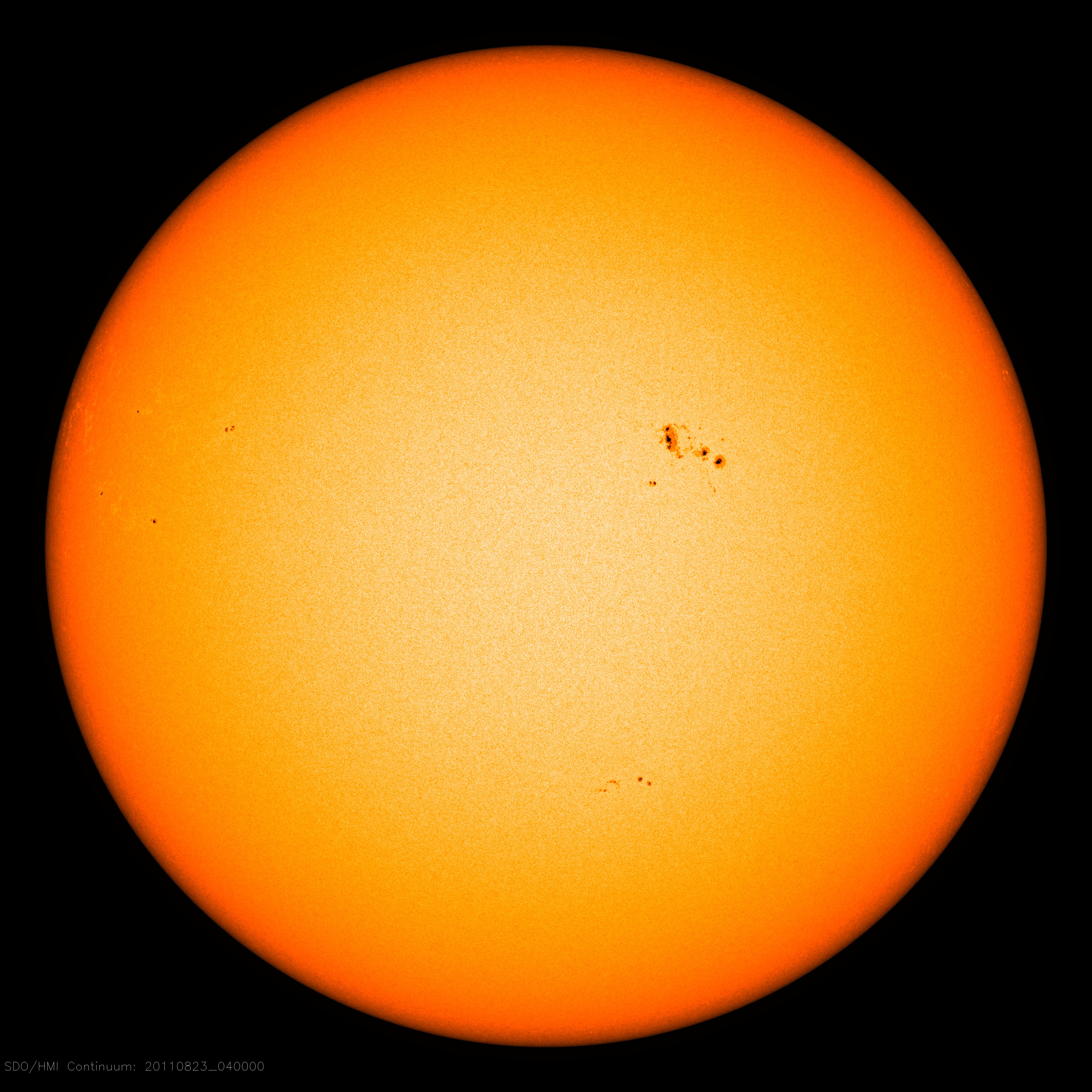 SDO/HMI movie of sunspots evolving across the solar disk.
