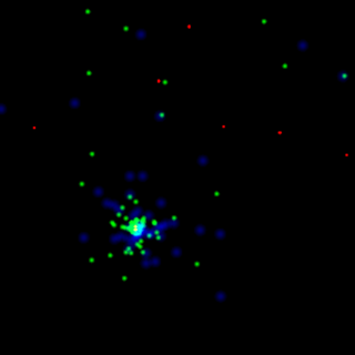 This movie compresses about 8 minutes of Fermi LAT observations of GRB 080916C into 6 seconds. Colored dots represent gamma rays of different energies. Visible light has energy between about 2 and 3 electron volts (eV). The blue dots represent lower-energy gamma rays (less than 100 million eV); green, moderate energies (100 million to 1 billion eV); and red, the highest energies (more than 1 billion eV). Credit: NASA/DOE/Fermi LAT Collaboration