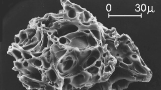 Microscope image of volcanic ash.