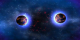 This animation shows the merger of two neutron stars from a horizontal perspective.  Theory predicts that these kinds of collisions would not produce a long afterglow because there isn't much 