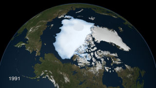 Microwave sensors on satellites can detect ice thickness. Satellites saw a downward spike in older, thicker sea ice in 1991.