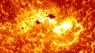 This closeup of the Sun taken by NASA's Solar Dynamics Observatory, shows large sunspot AR1944 and the source area of the X1.2 class solar flare, which appears to be from adjacent, smaller sunspot AR1943. Image Credit:NASA/SDO/Goddard Space Flight Center