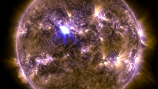 NASA's Solar Dynamics Observatory captured this image of an M6.5 class flare at 3:16 EDT on April 11, 2013.  This image shows a combination of light in wavelengths of 131 and 171 angstroms.  Credit: NASA/GSFC/SDO