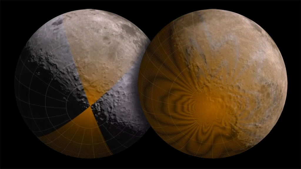 See how NASA's robotic probe surveys the moon.