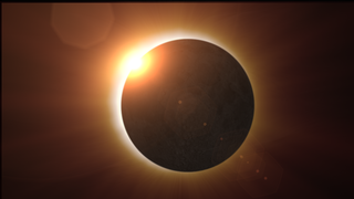A solar eclipse occurs when the Moon  (or other celestial object) passes between the Sun and Earth and the totally obscures the Sun.