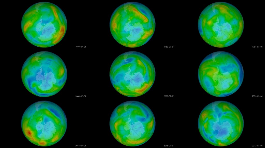 Animation of ozone from July to December of selected years.