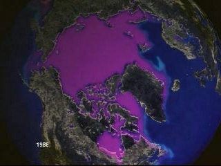 Arctic sea ice concentrations in March of each year from 1979 through 1998