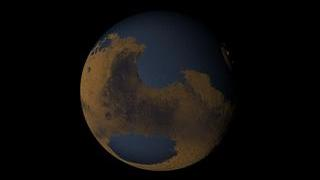 Mars with ocean - looking at Hellas Basin