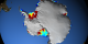 Animation of circulation around ice shelves of Antarctica.