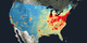 Nitrogen dioxide levels for the continental United States.