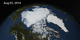 In this animation, the Earth rotates slowly as the Arctic sea ice advances over time from March 21, 2014 to August 3, 2014.
