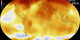 This color-coded map in Robinson projection displays a progression of changing global surface temperature anomalies from 1880 through 2014.  Higher than normal temperatures are shown in red and lower then normal termperatures are shown in blue.  The final frame represents the global temperatures 5-year averaged from 2010 through 2014.