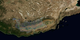 An animation of the flows along the rivers of central California.  This animation does not show actual flow rates of the rivers. All rivers are shown with identical rates. The river colors and widths correspond to the relative lengths of river segments.  This version shows all of California with an east-up orientation.