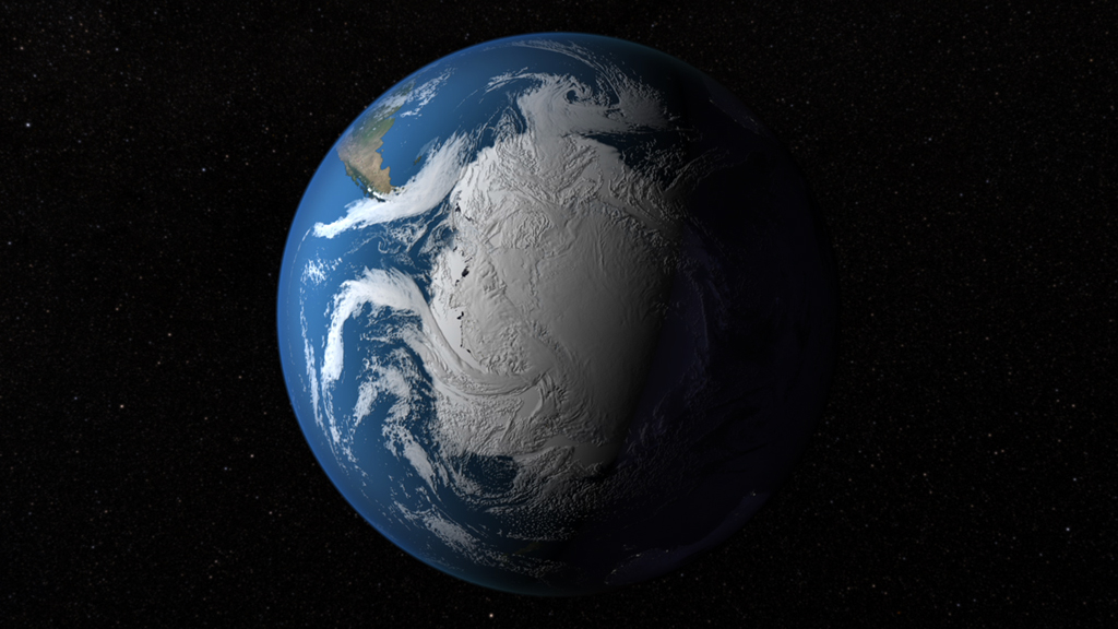At the bottom of Earth, storms sweep around Antarctica.