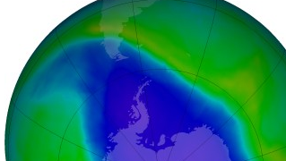 The Ozone Watch website shows a daily image of the Antarctic ozone hole.