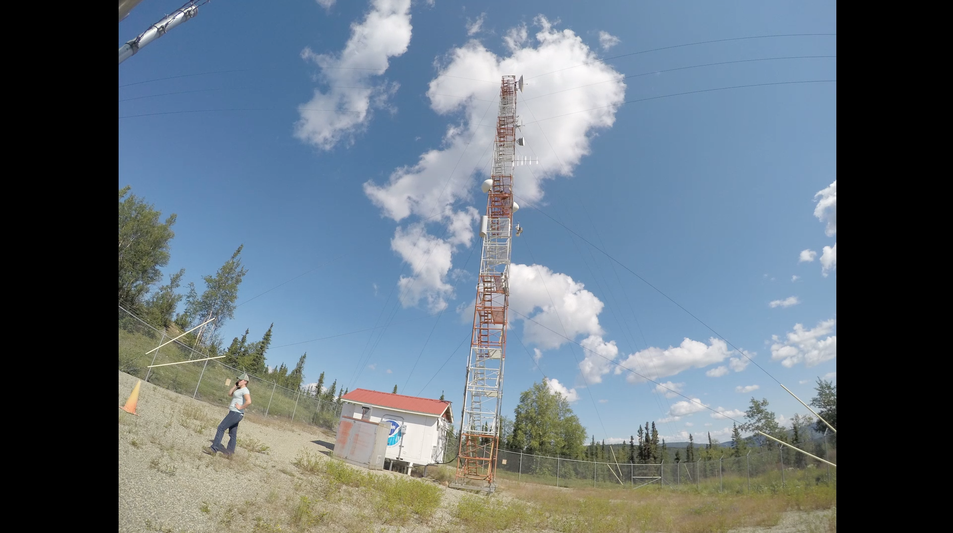 A timelapse of a CARVE tower near Fairbanks, Alaska, as researchers and communicators climb and observe the structure.
