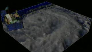 An animation of the TRMM satellite measuring the interior of a hurricane.  As the satellite passes over the hurricane, the interior precipitation structure is first revealed, and then flown through.