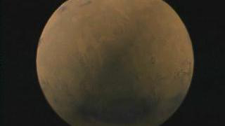 Fly up to Mars north pole spinning around dunes area