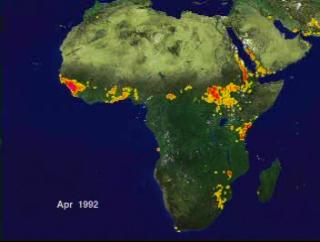 AVHRR Fire Data April 1992 - Dec. 1993  10 Day Averages (Africa) 3 months-sec