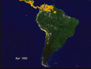 AVHRR Fire Data April 1992 - Dec. 1993  10 Day Averages (South   America) 1 months-sec