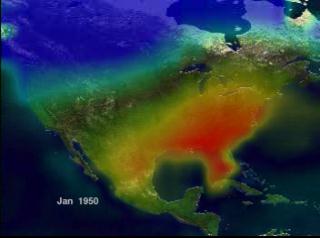 Seasonal North American temperature anomalies from January 1950 through October 1998