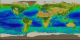 SeaWiFS false color data showing seasonal change in the oceans and on land for the entire globe.  The data is seasonally averaged, and shows the sequence: fall, winter, spring, summer, fall, winter, spring (for the Northern Hemisphere).