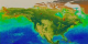 SeaWiFS false color data showing seasonal change in the oceans and on land for North America and the North Pacific.  The data is seasonally averaged, and shows fall, winter, spring, summer, fall, winter, spring, and summer.