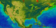 SeaWiFS false color data showing seasonal change in the oceans and on land for North America.  The data is seasonally averaged, and shows fall, winter, spring, summer, fall, winter, and spring.