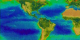SeaWiFS false color data showing seasonal change in the oceans and on land for the Western Hemisphere.  The data is seasonally averaged, and shows the sequence: fall, winter, spring, summer, fall, winter, spring, summer (for the Northern Hemisphere).