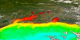 Transitions between relatively cloud free scenes of the Chesapeake Bay Region, using true color land and clouds with false color-chlorophyll water images, all from SeaWiFS
