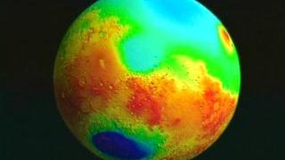 Rotating Mars with false color MOLA topography