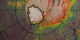 A visible image of the Martian south pole, from Viking data, overlaid over a false color image of the topography of the region as measured by MOLA