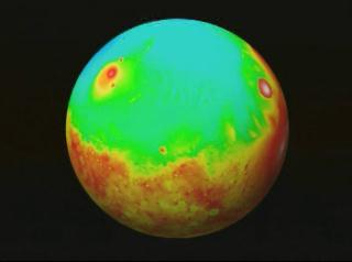 A rotating view of the Martian south pole using MOLA topography data