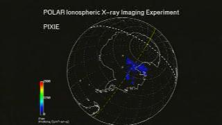 An animation of x-ray images of the South Pole on May 11, 1999 taken by the PIXIE instrument on Polar, indicating enegetic electron fluxes striking the upper atmosphere