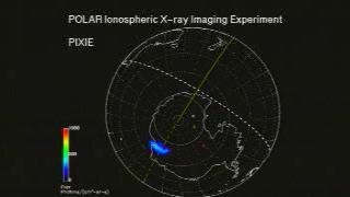 An animation of x-ray images of the South Pole on May 11, 1999 taken by the PIXIE instrument on Polar, indicating enegetic electron fluxes striking the upper atmosphere