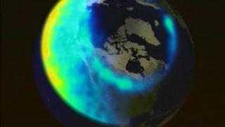 Visible aurora over the North Pole on April 17, 1999 as measured by Polar