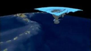 Zooming down from a full view of the Earth to view a time-varying, 3D-surface from a computaional model of Hurricane Luis