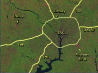 An animation showing regions of significant urban growth in the metropolitan area around Washington, DC