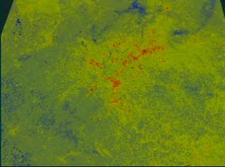 A perspective view of a Landsat thermal image of the Atlanta region